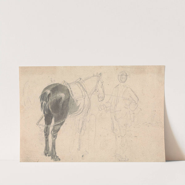 Farm horse being held by a stable lad by Sawrey Gilpin