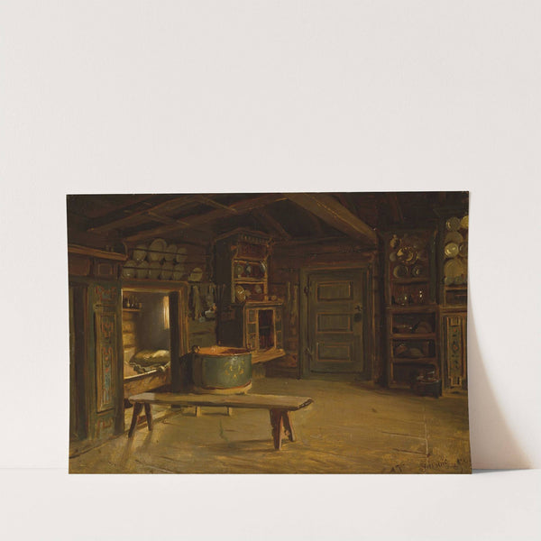 Farm Interior from Gulsvik in Hallingdal (1848) by Adolph Tidemand