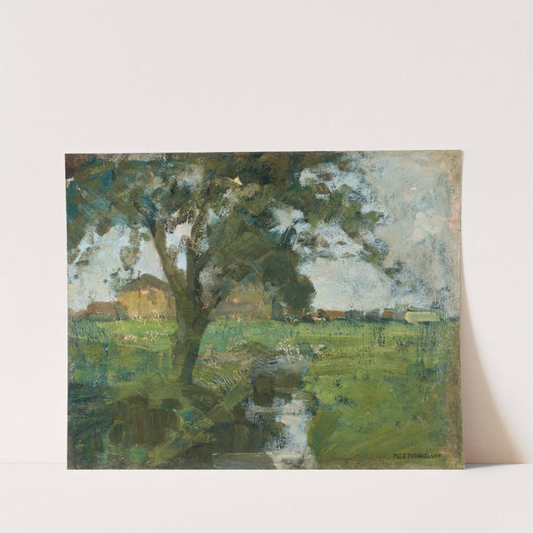 Farm Setting With Foreground Tree And Irrigation Ditch by Piet Mondrian