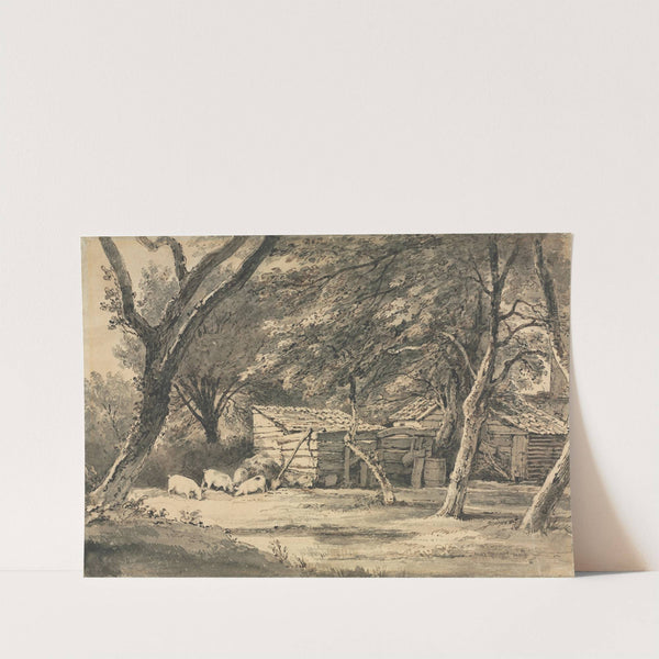 Farm with Pigs Foraging (c. 1789–1821) by Henry Edridge