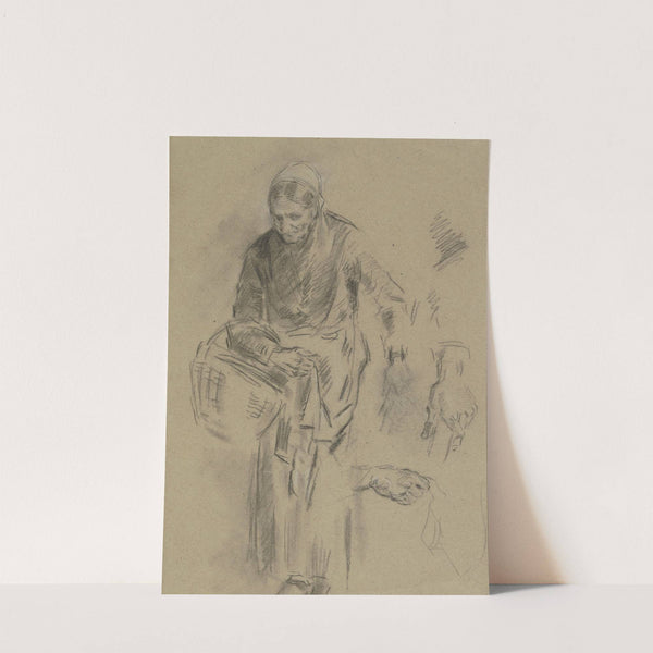 Farm woman with basket over her arm by Anton Burger