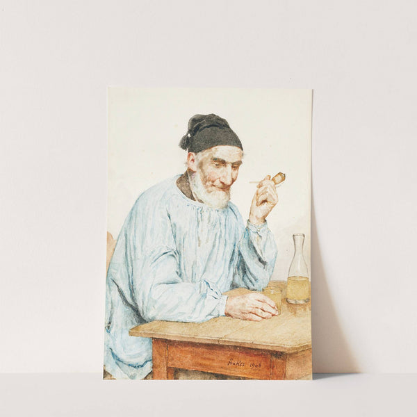 Farmer From Ins At Table (1908) by Albert Anker