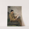 Farmer Reading on the Stove Bench by Albert Anker