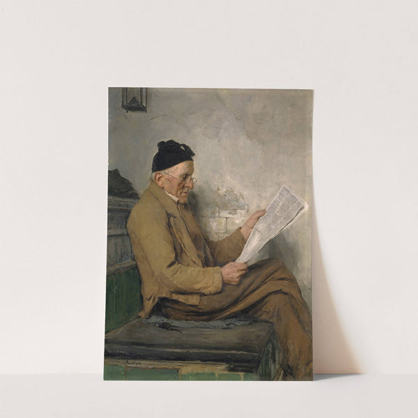 Farmer Reading on the Stove Bench by Albert Anker