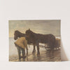 Farmer with horse carriage in winter landscape by Albert Stagura