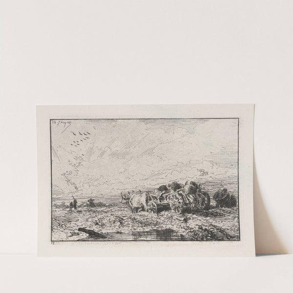 Farmers loading ox cart by Charles Emile Jacque