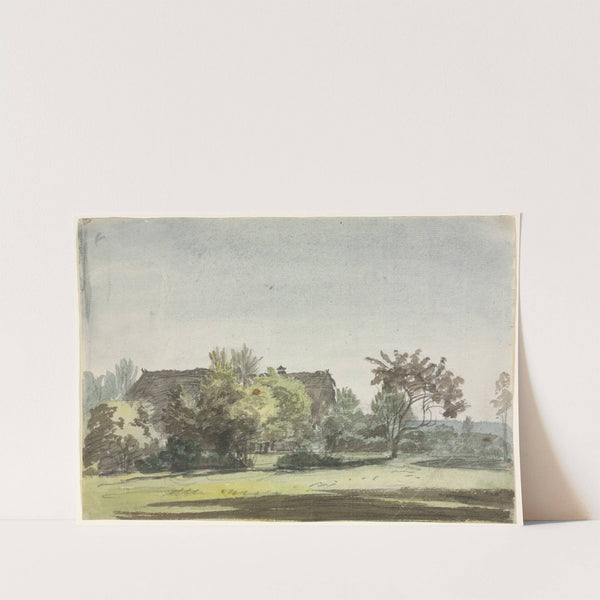 Farmhouse behind Trees (c. 1790) by Christoph Nathe