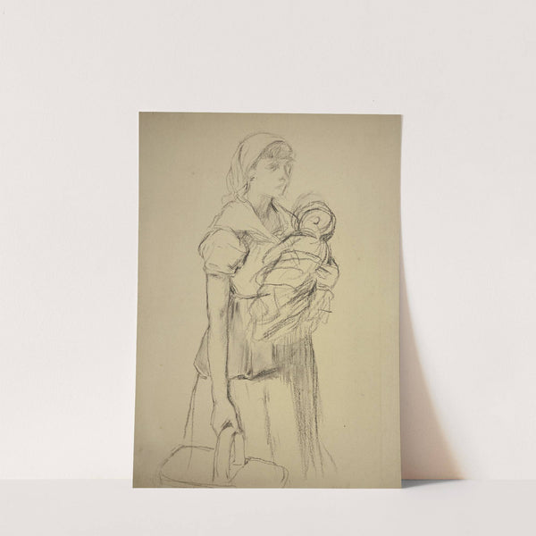 Farmwoman with child by Otto Scholderer