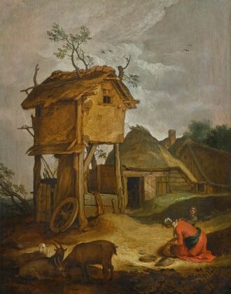 Farmyard with dovecote