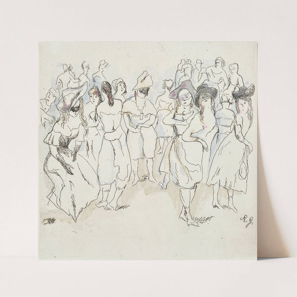 Faschingsszene mit maskierten Männern und Frauen (1910-1914) by Rudolf Grossmann