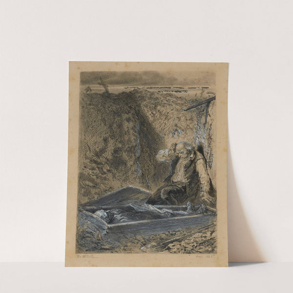 Fauchelevent ouvre le cercueil. Les Cimetières prennent ce qu’on leur donne (1865) by Alphonse Marie De Neuville