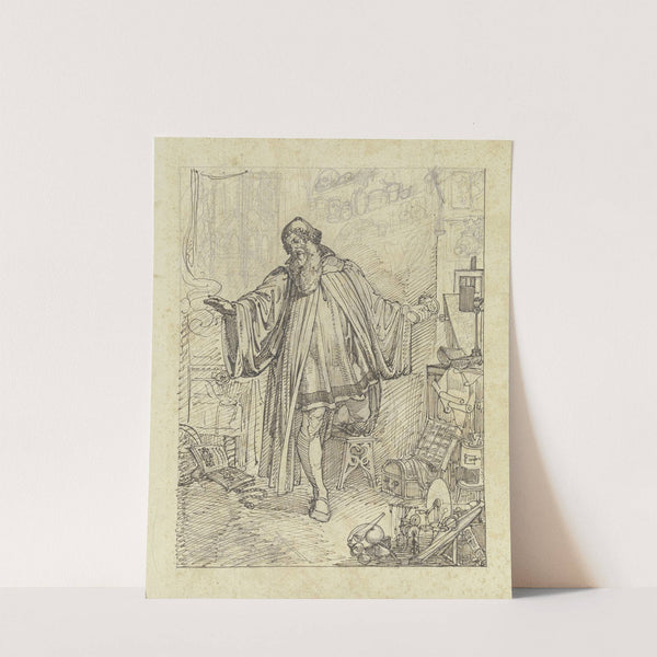 Faust in seiner Studierstube, mit dem Giftbecher in seiner Rechten by Ferdinand Fellner