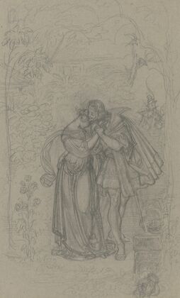 Faust und Gretchen, im Hintergrund Marthe und Mephisto