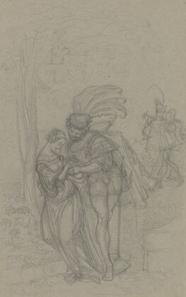 Faust und Gretchen, im Hintergrund Marthe und Mephisto