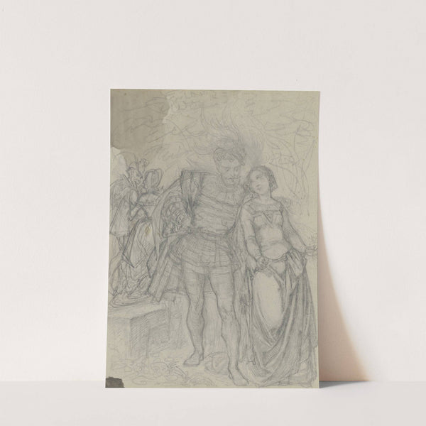 Faust und Gretchen, im Hintergrund Marthe und Mephisto by Ferdinand Fellner