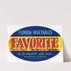 Favorite Brand Florida Vegetables Label (1930-1950)
