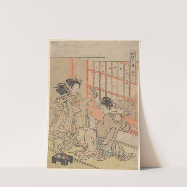 Feburary (Yayoi), Geisha at Tea House Window by Koryûsai Isoda