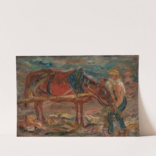 Feeding a horse by Tadeusz Makowski