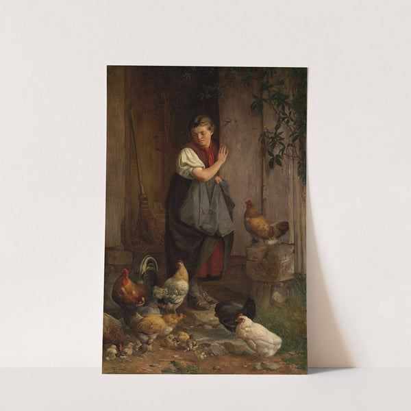 Feeding chickens (1867) by Hans Thoma