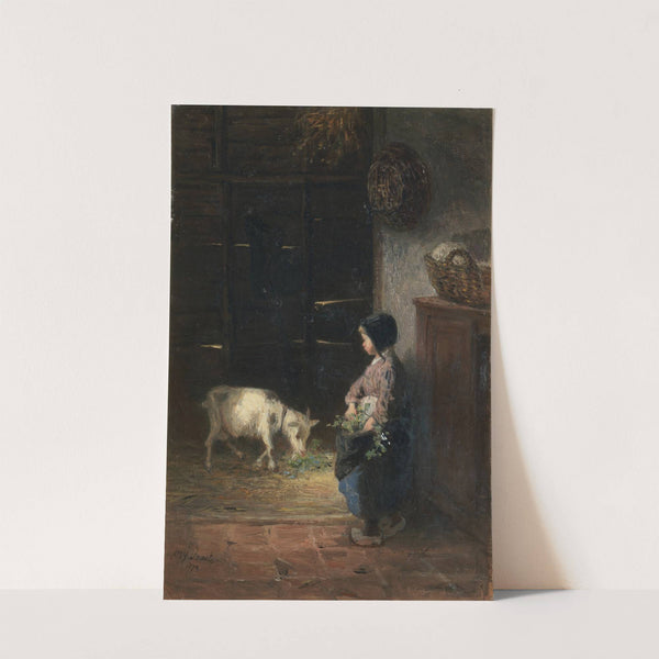 Feeding the pet goat by Jozef Israëls