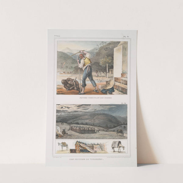 Feitors corrigeant des nègres; Camp nocturne de voyageurs. by Jean Baptiste Debret