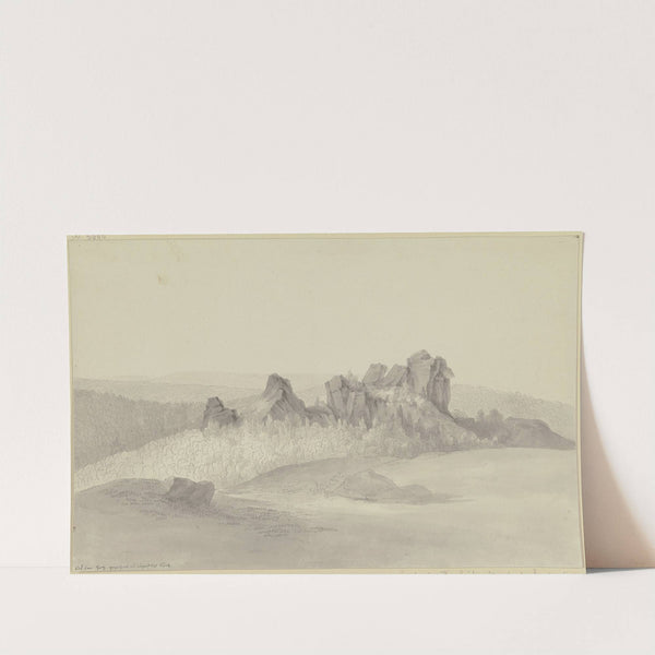 Felsengruppe auf einer bewaldeten Berghöhe im Harz by Christian Georg Schütz the Younger