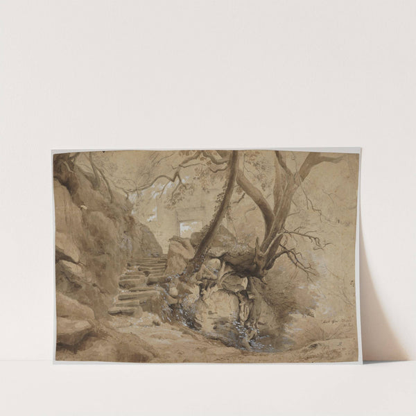 Felsentreppe im Park der Villa Chigi in Ariccia by Johann Wilhelm Schirmer