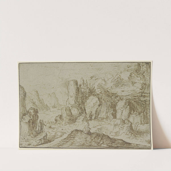 Felsige Küstenlandschaft mit Figuren by Jacob de Gheyn II