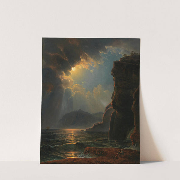 Felsküste im Mondschein by Johann Nepomuk Schödlberger