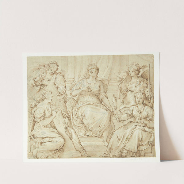 Fem allegoriske kvindefigurer, th klogskab og retfærdighed by Filippo Lauri