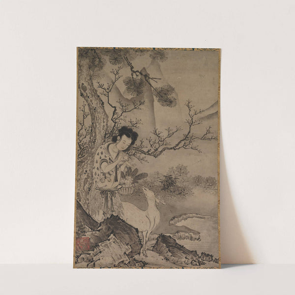 Female Daoist Figure in Landscape by Kōboku