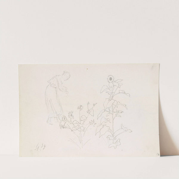 Female figure and plant studies by Hans Gude