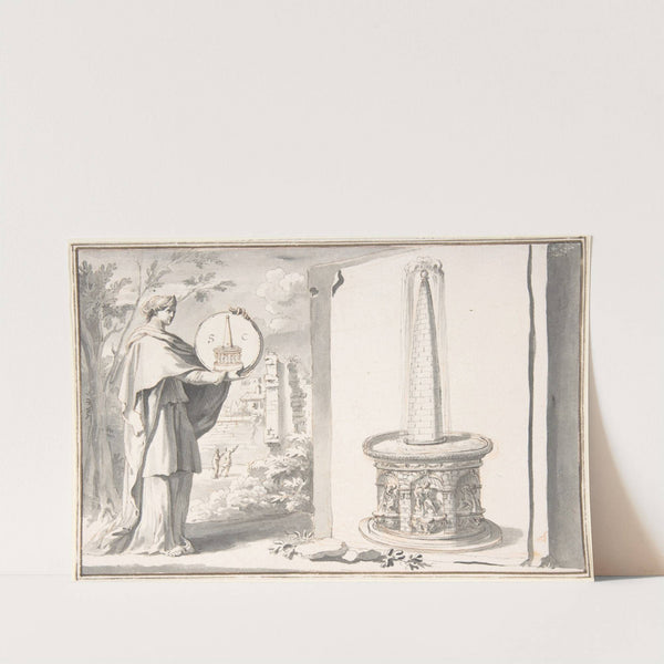 Female Figure Holding a Coin and Image of a Fountain by Jan Goeree