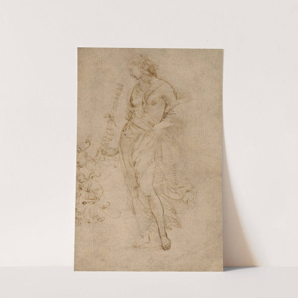 Female Figure with a Tibia, and Ornamental Studies by Raphael