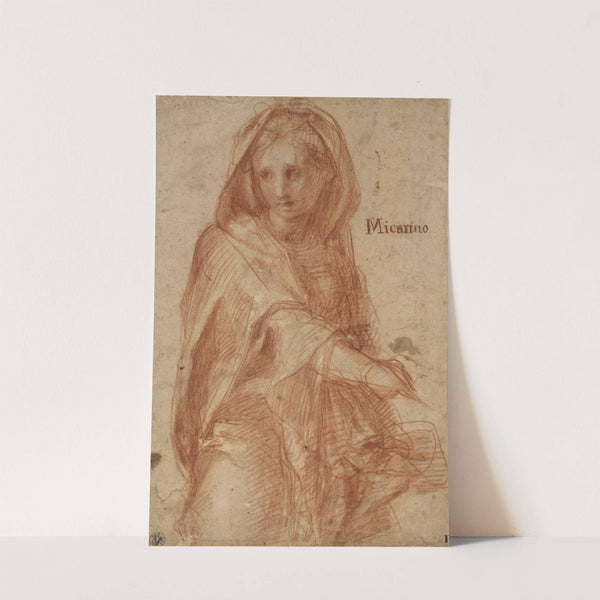 Female figure with covered head (study for a figure in the fresco of the Visitation in Santissima Annunziata) (1514 - 1515) by Pontormo (Jacopo Carucci)