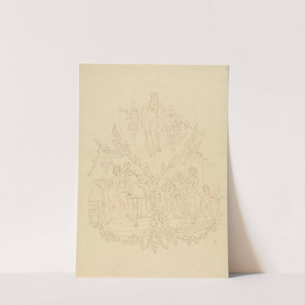 Female Figures and Putti Playing Musical Instruments by Edward Francis Burney