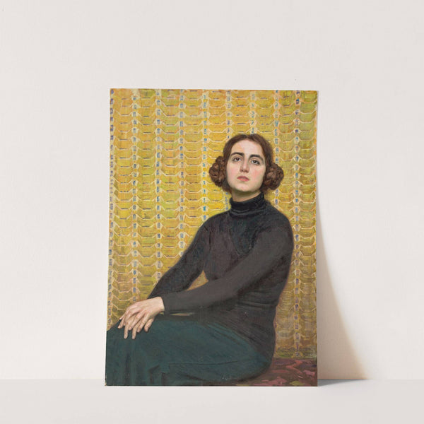 Female model with yellow background by Osmar Schindler