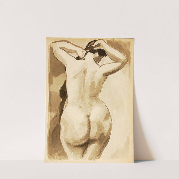 Female Nude Arranging Hair, Back View by Carl Newman