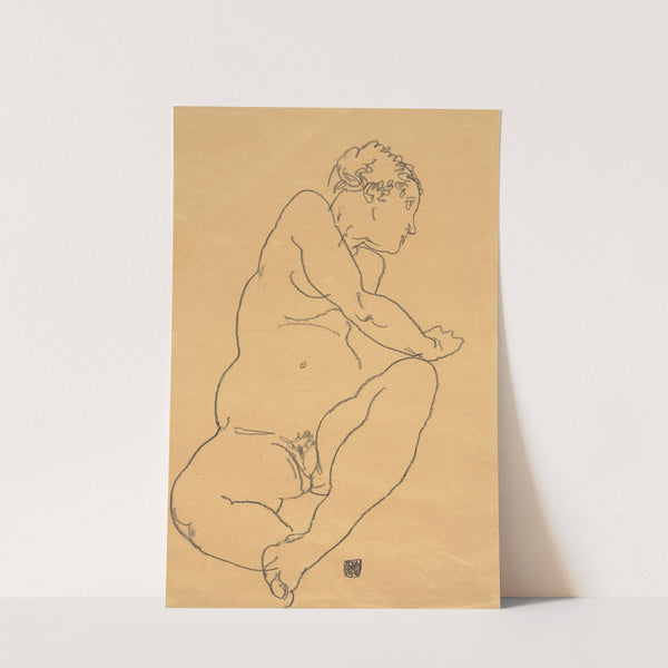 Female Nude Bending to the Left (1918) by Egon Schiele