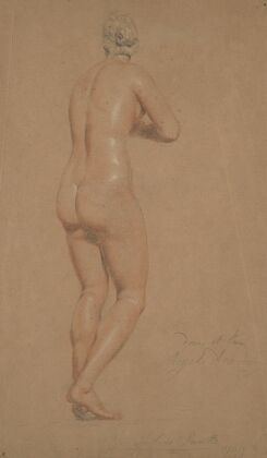 Female nude, full-length, seen from behind