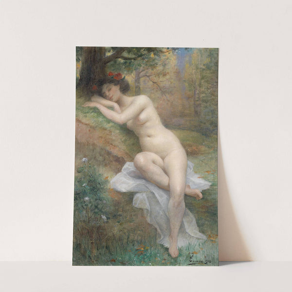 Female nude in a forest landscape by Henri Adrien Tanoux