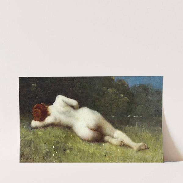 Female nude in a landscape by Paul Désiré Trouillebert