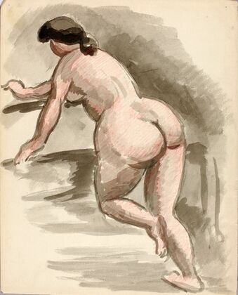 Female Nude Leaning on Left Knee