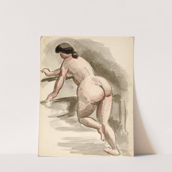 Female Nude Leaning on Left Knee by Carl Newman