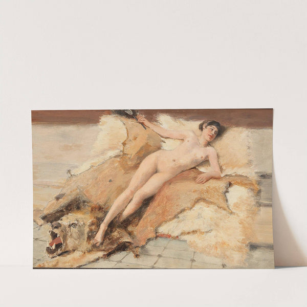 Female Nude on a Lion Pelt by Albert von Keller