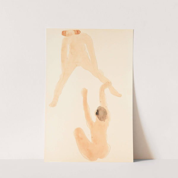 Female nude, seated, seen from rear, arms raised by Auguste Rodin