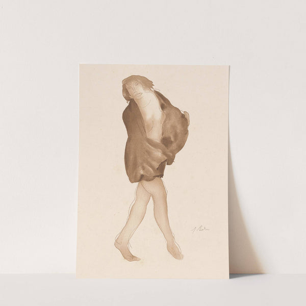 Female nude, standing, brown wrap around shoulders and lower torso (1902) by Auguste Rodin