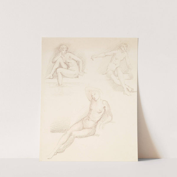 Female Nude - Three Studies of a seated Girl by Sir Edward Coley Burne-Jones