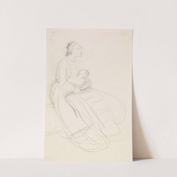 Female - Sketch of Mother breastfeeding her Baby by Sir John Everett Millais