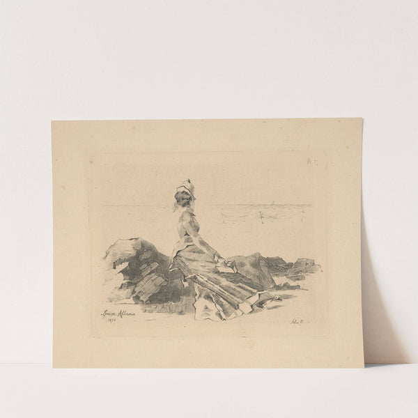 Femme assis sur un rocher (Woman sitting on a rock) (1874) by Louise Abbéma